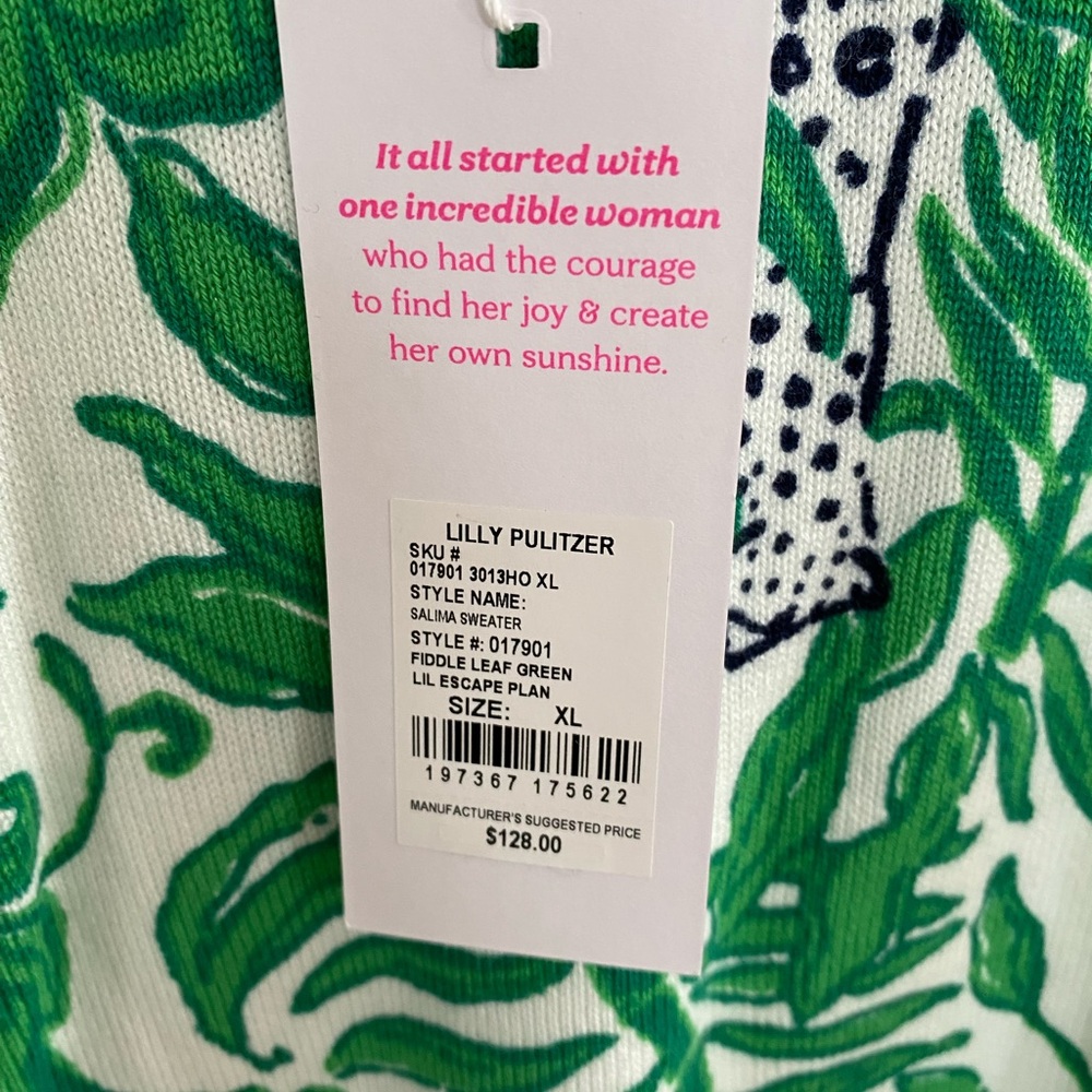 Lilly Pulitzer Salima Sweater in Fiddle Leaf Green Lil Escape Plan - Picture 3 of 6